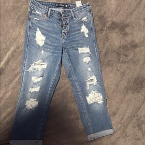 Hollister Light Blue Distressed Women's Cropped Jeans